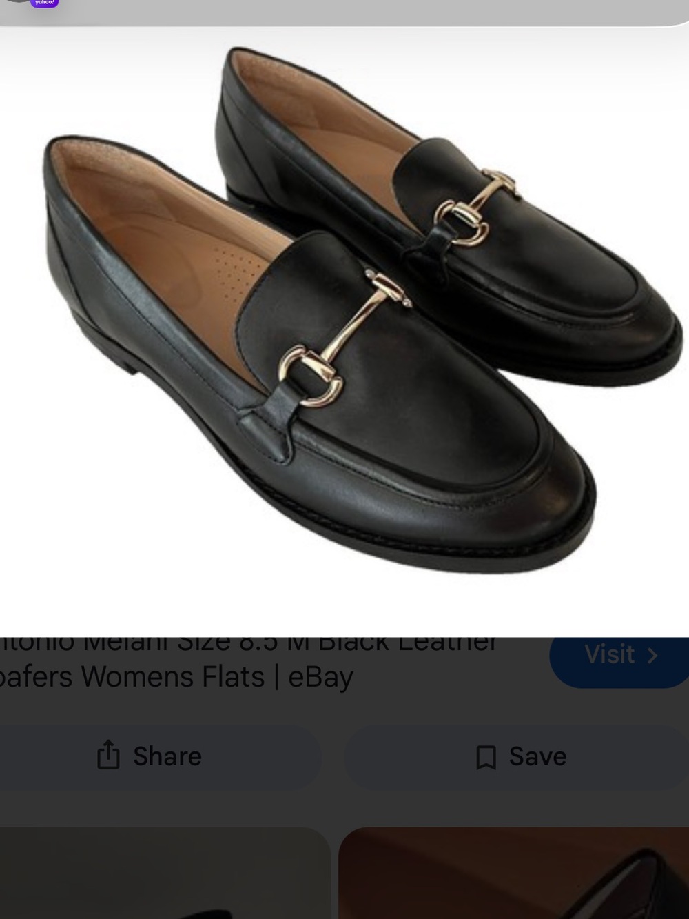 Antonio Melani Black Leather Horsebit Loafers Gold Hardware Size 8.5